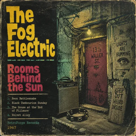 Album cover for The Fog Electric — Rooms Behind the Sun by RetroForge Records