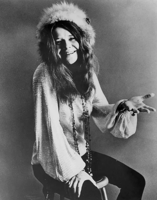 Janis Joplin seated in 1970