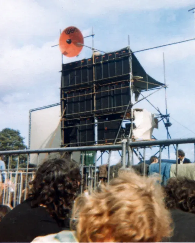 Large speaker array at the Bath Festival in 1970