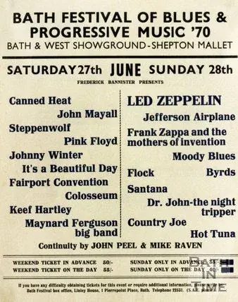 Programme cover for the 1970 Bath Festival of Blues and Progressive Music
