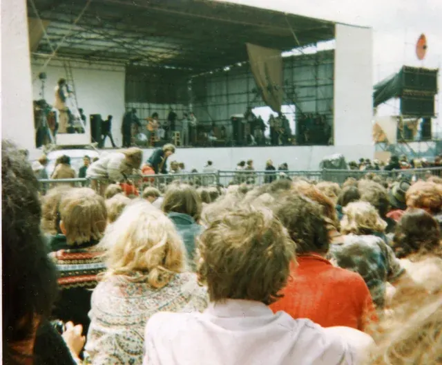 Main stage and crowd at the Bath Festival of Blues and Progressive Music in 1970
