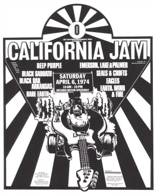 Contemporary advertisement for California Jam in 1974