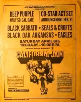 Promotional flyer for California Jam in 1974