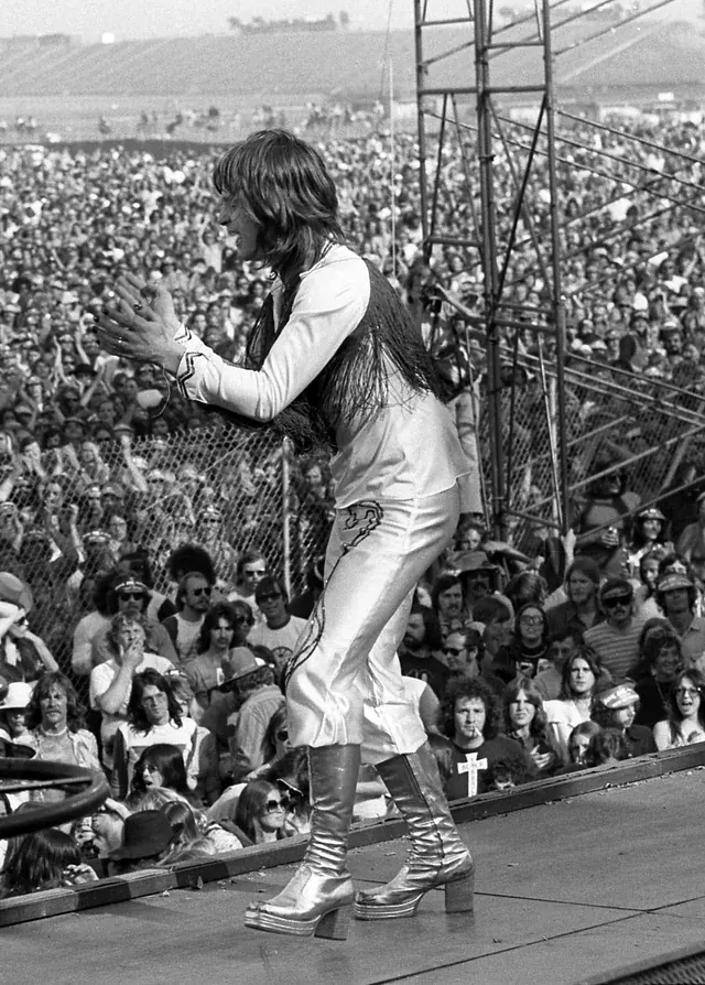 Ozzy Osbourne performing with Black Sabbath at California Jam in 1974