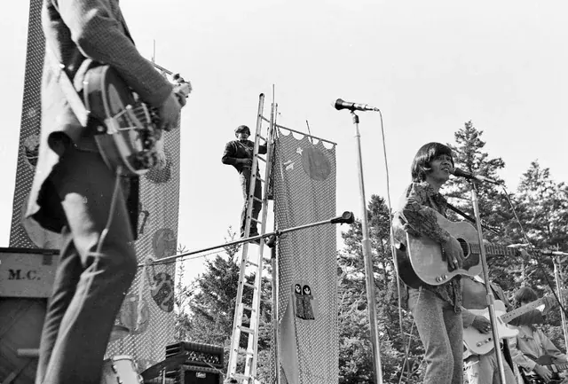 Decorated stage backdrop at the Fantasy Fair and Magic Mountain Music Festival in 1967