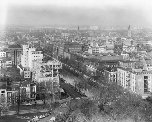 A historical view toward the Jaarbeurs in Utrecht