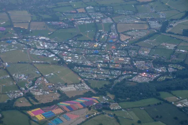 Glastonbury Festival site near Pilton photographed in 2022