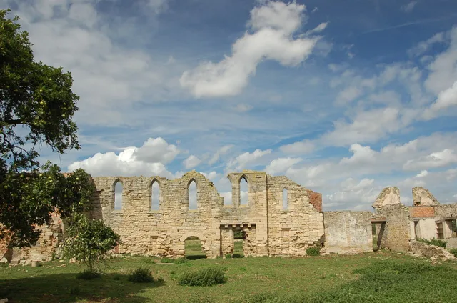 The ruins of Tupholme Abbey near the festival site