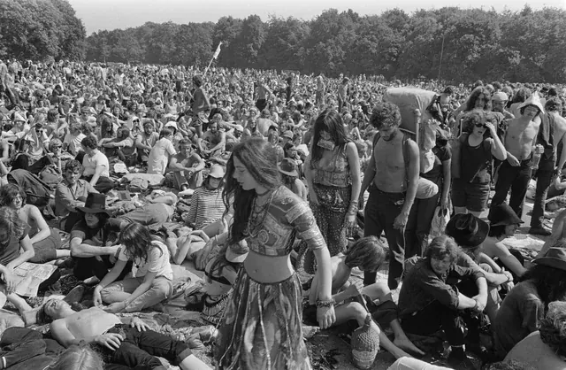 Large crowd at Holland Pop Festival in Kralingse Bos, Rotterdam, in 1970