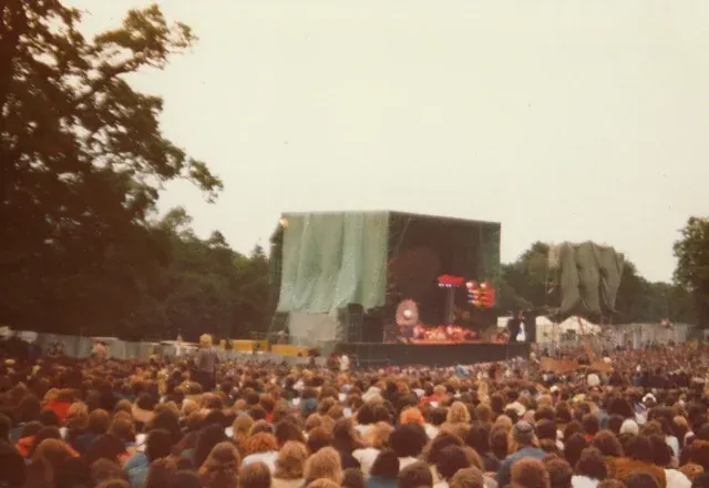 Pink Floyd performing at Knebworth Festival in 1975