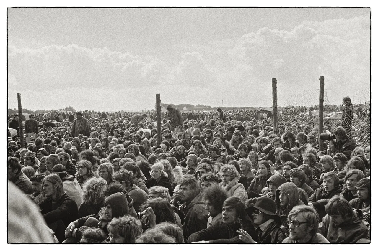 Audience at the Love and Peace Festival on Fehmarn in 1970