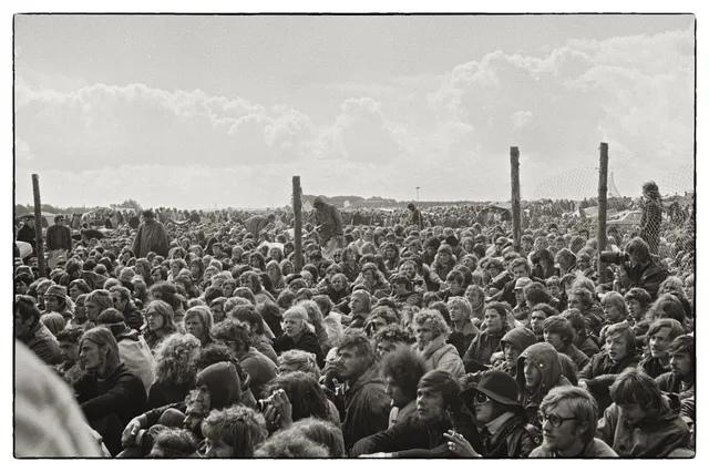 Audience at the Love and Peace Festival on Fehmarn in 1970