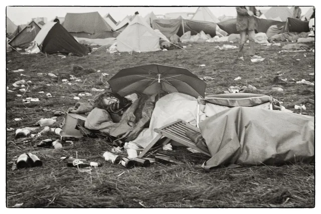 Festivalgoers sleeping in the Fehmarn camp in 1970