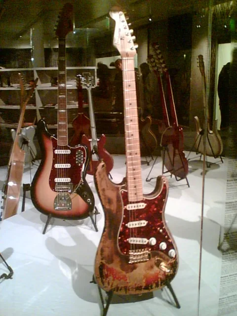 A burned Fender Stratocaster associated with Jimi Hendrix and the May 1968 Miami festival