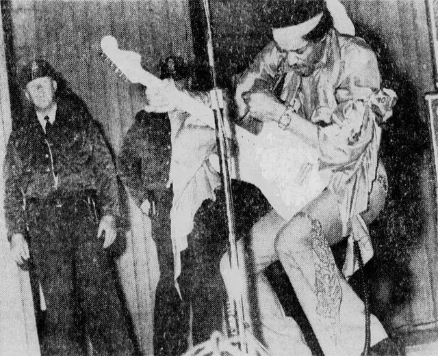 Jimi Hendrix performing in Memphis in 1969