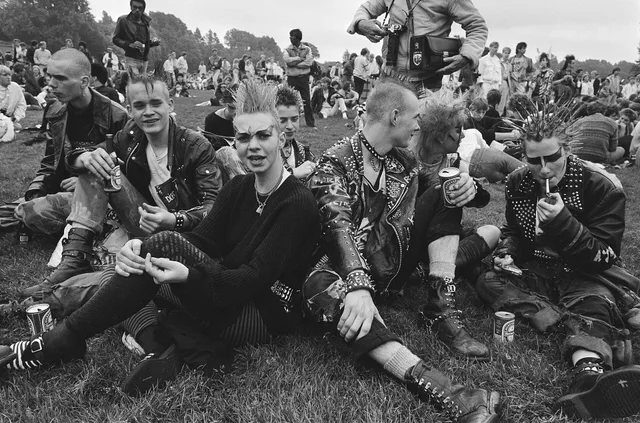 A group of punk visitors at Parkpop in Zuiderpark