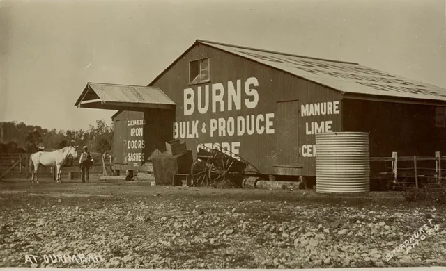 Historic postcard showing Burns Store at Ourimbah