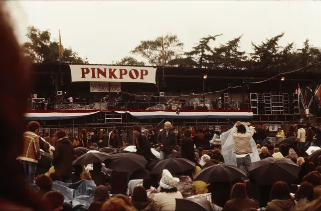 Crowd and festival grounds at Pinkpop in 1978