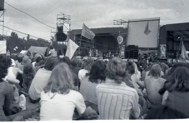 Festivalgoers at Reading Festival in 1975
