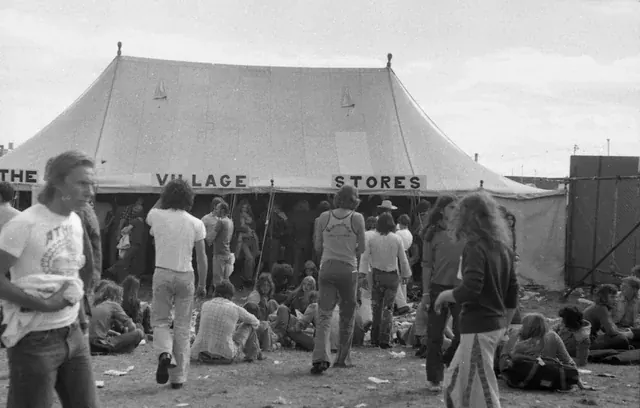 Village Stores stall at Reading Festival in 1975