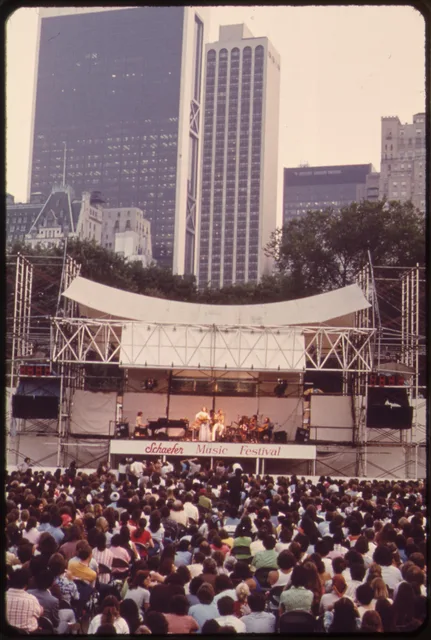 A large audience at the Schaefer bandstand during a Judy Collins concert in Central Park