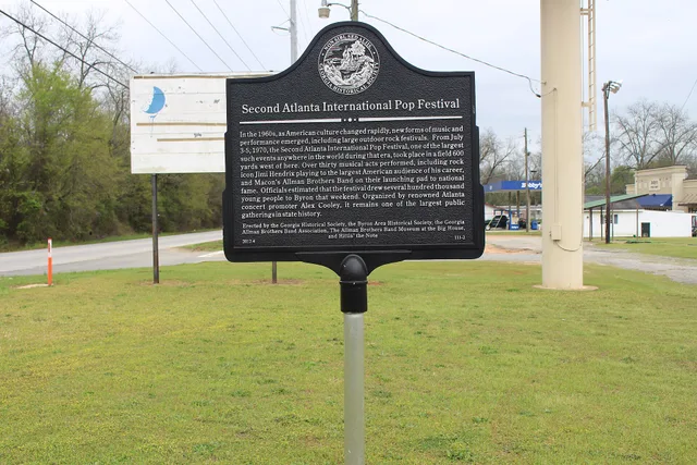 Peach County marker for the second Atlanta International Pop Festival