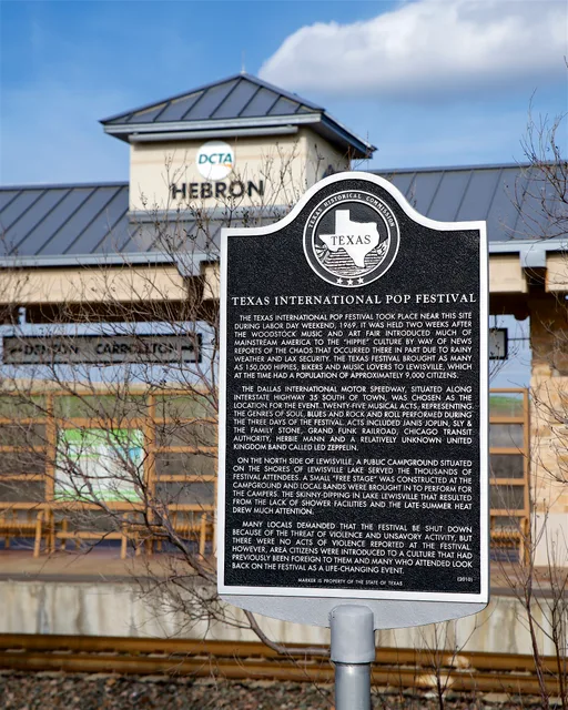 Historical marker for the Texas International Pop Festival