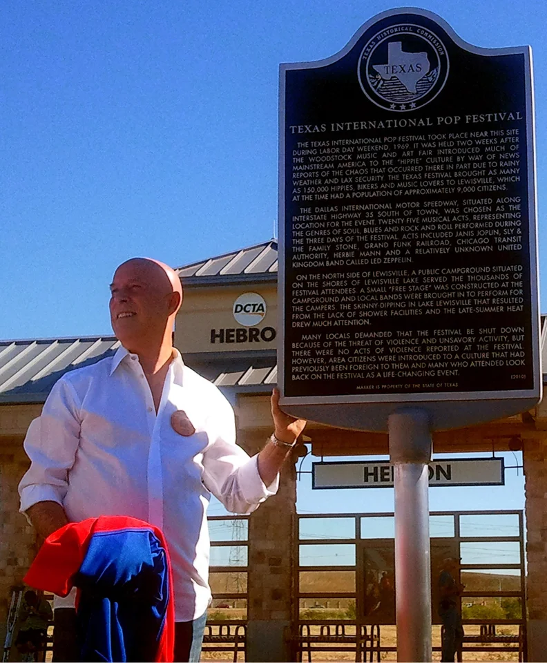 Texas International Pop Festival historical marker in Lewisville