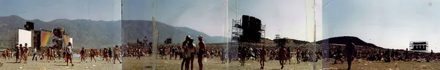 Wide panoramic view across the crowd at the 1982 US Festival