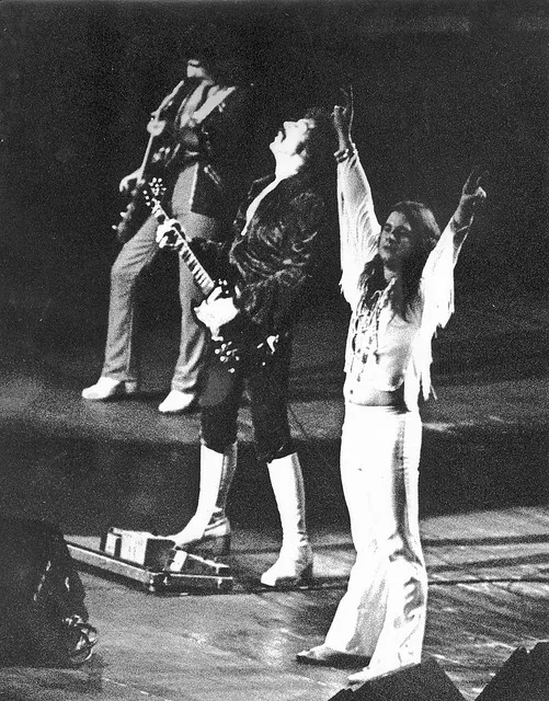 Black Sabbath performing onstage in 1977