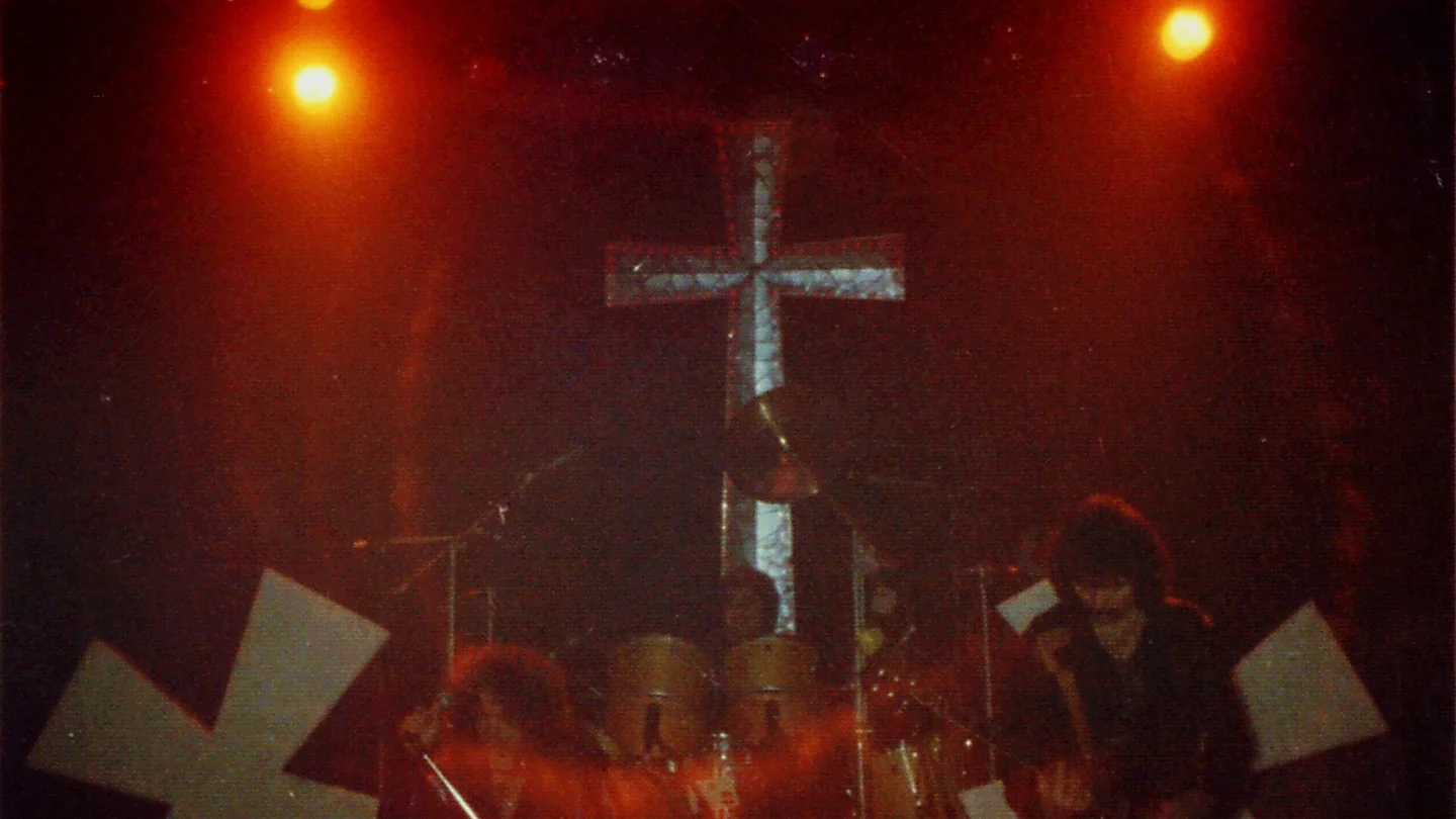 Black Sabbath performing onstage in Cardiff in 1981
