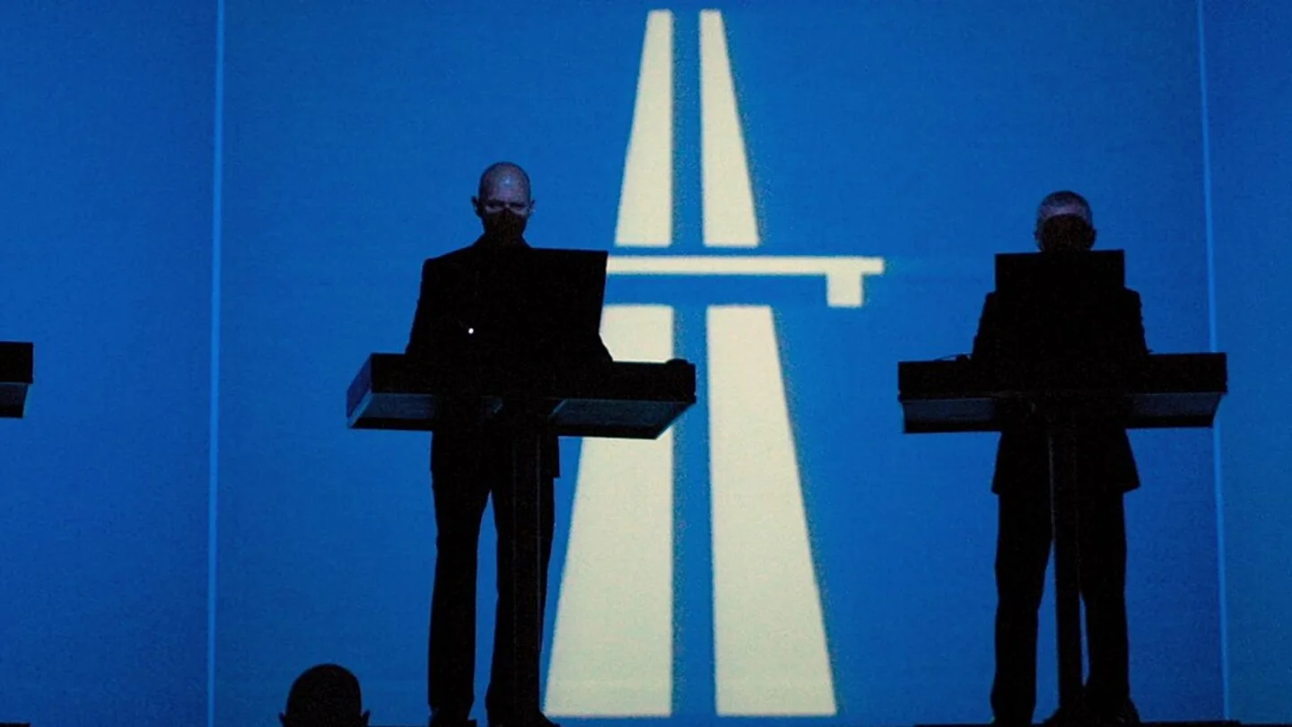 Kraftwerk performing behind electronic consoles in Ferrara in 2005