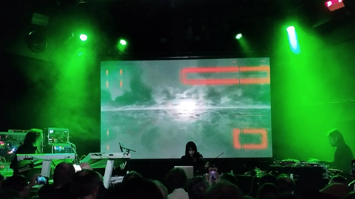 Tangerine Dream performing with electronic instruments at Le Trabendo in Paris in October 2025